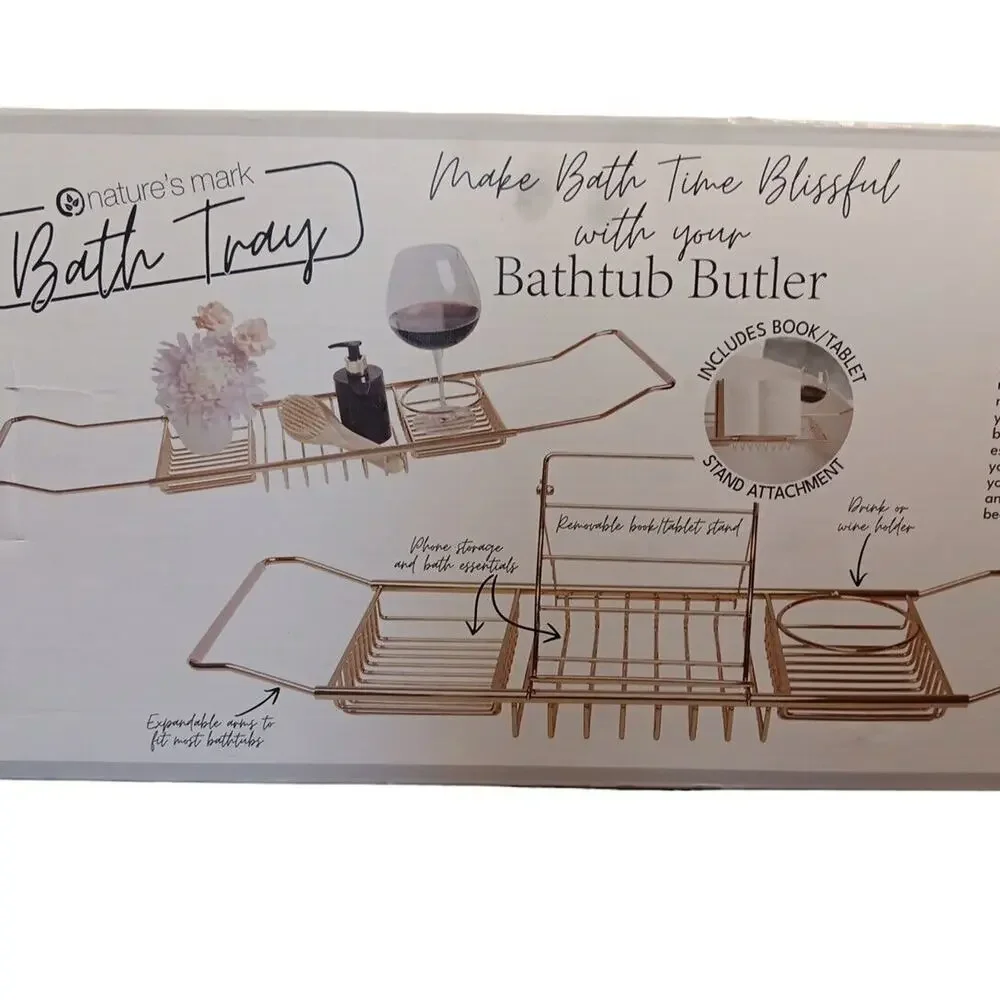 Nature's Mark Bath Tray Expandable Book Tablet Stand‎ Attachment Fits Most Tubs